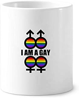 Eu sou um LGBT Rainbow Toothbrushcrush Pen Porcder Caneca Cerac Stand Stand Cup