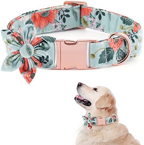 Colarinho de cachorro feminino tdtok, colares de cachorro de padrão floral confortável macio para cães pequenos médios