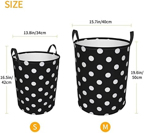 Cesto de roupa redonda em preto e branco, cesto de roupa redonda, cestas de roupas altas dobráveis, bolsa de lavar para o banheiro,