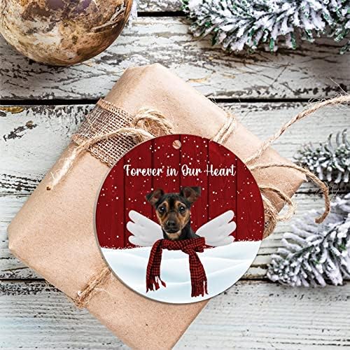 Evans1nism cão memorial natal acrílico Ornamento para sempre em nossa redonda de coração Cão Corgi Cão 3 polegadas Com Red String Pet Perda de Pet Decoração de Árvore de Natal para Partimento Home Housewarming Presente