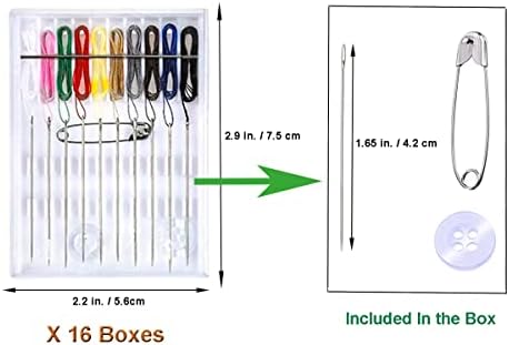 Y-Axis 16 Caixas para casa e viagens Kit de agulha preenchida de correção rápida rápida, cada caixa com 10 peças