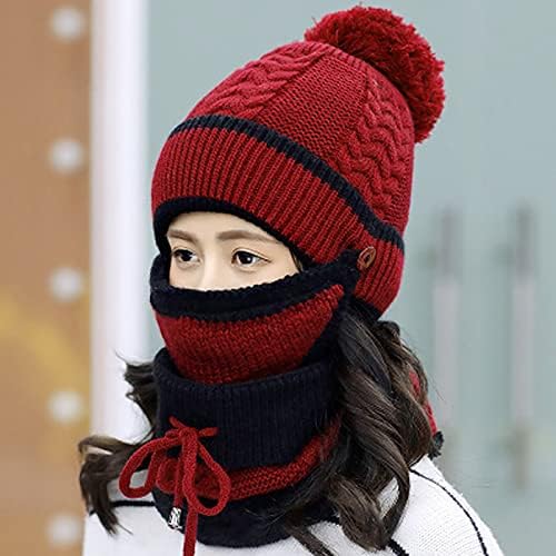 Capéu de gorro folgado feminino chapéu de lenço adulto quente Chapéu à prova de vento Skiing Cicling Knit