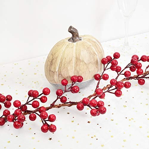 Garland de baga vermelha de 6 pés de 6 pés, guirlanda de Natal de Berry Artificial e Borgonha flexível para decoração de lareira em