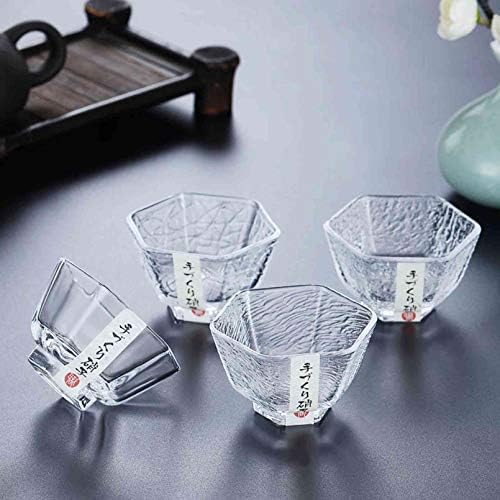 A3SPOAG Glass Japaneses Sake Crystal Hexágon Copas de chá de chá de chá de chá, conjunto de copos Saki, copos de saquê, Japan Shot