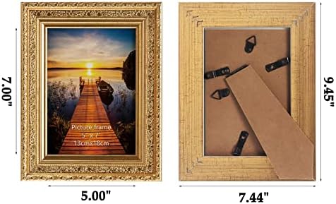 EDENSEAKAKE 5X7 e 8X10 FRAMAÇÕES DE FOTOS DE 2, moldura fotográfica de ouro vintage para exibição de mesa ou parede