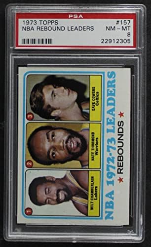 1973 TOPPS # 157 NBA REBOTS LIDERários Wilt Chamberlain/Nate Thurmond/Dave Cowens Los Angeles/Golden State/Boston Lakers/Warriors/Celtics PSA PSA 8,00 Lakers/Warriors/Celtics