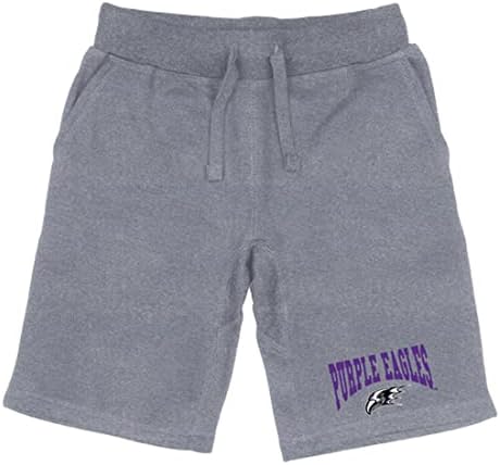 NIAGARA University Purple Eagles Premium College Fleece Shorts de cordão - Heather Grey, Pequeno