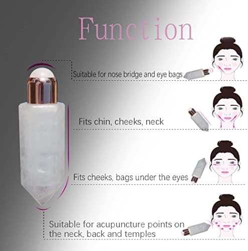 Lcluckylk White Crystal Essential Roll Bottle & Beauty Massage Skin Care, usado para relaxamento facial, pescoço e muscular, eliminando linhas finas e rugas-