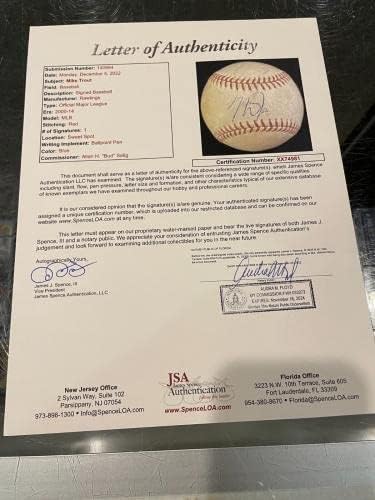 Mike Trout Los Angeles Angels Game usado Baseball Assinado JSA Full 981 - Baseballs autografados