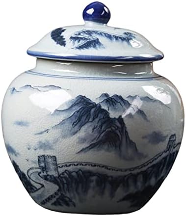 Depila estilo de porcelana chinesa jarra de jarra de jarra de jarra de flores de handicraft armazenamento de chá com tampa para
