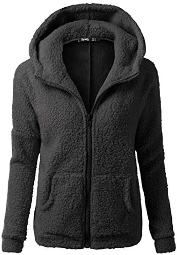 Andongnywell Women's Casual Casual Lapel Fleece Fuzzy Shearling Zipper Warm Winter Oversize Outwears
