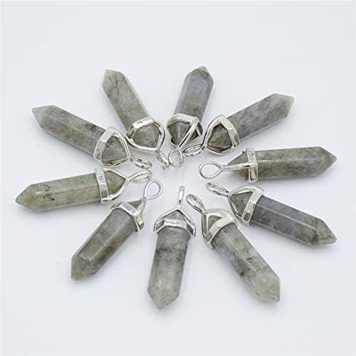 Labradorita Natural Stone Ponto Hexagonal Pingentes para Mulheres Colares de Colares Espectrolite Pendulum Reiki Jóias