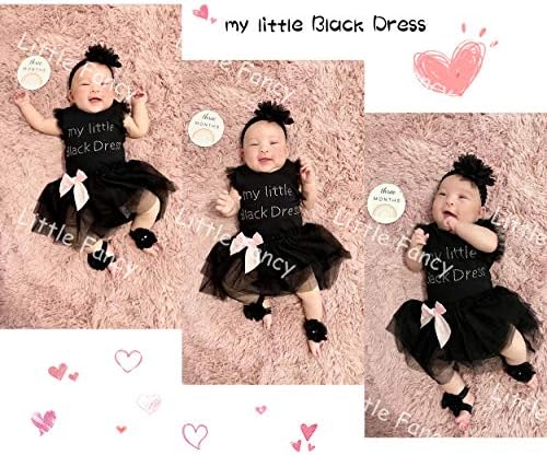 Roupas recém -nascidas 3 peças Meninas de bebê Tutu Black Dress Bodysuit de verão com faixa