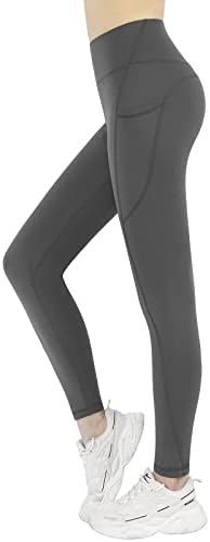 Leggings de ioga de cintura alta feminina da KKB com bolsos laterais, calças de corrida esportiva de controle esportivo