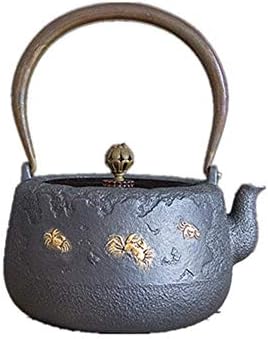 Chaleira de chá de ferro bule de chá moderno panela de chá com alça anti-escalada para chá solto e adultos 1300 ml de bules, pibm, preto1, 1300ml