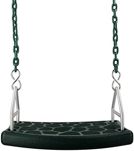 Swing Set Stuff Inc. assento plano com 8,5 '. Corrente revestida e adesivo de logotipo SSS Cadeia revestida de assento plano, verde
