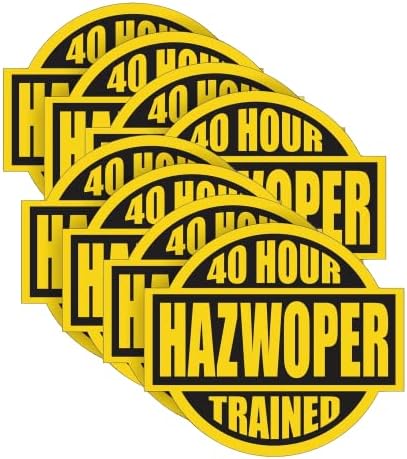 Stickerdad® 40 horas OSHA treinado Hazwoper Tamanho: 2 Cor redonda: amarelo/preto - adesivo impresso em cores para capacete, capacete, janelas, pára -choques, laptop, armários, etc.