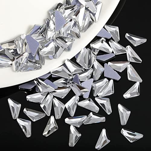 BEADSLAND 100pcs Hotfix Triangle Rhinestones, strass planos em forma de triângulo, gemas de cristal de cristal de vidro Flatback