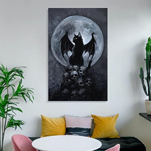 Posters de Halloween Impressões de arte gótica Bat Skeleleton Horror Decor Pinturas de arte de parede Decoração de