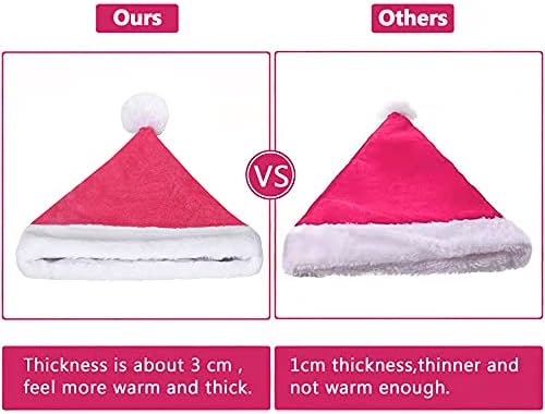 Eoocan Papai Noel, chapéu de Papai Noel para crianças, Unisex Velvet Comfort Chapéus de Natal Pink Extra Classic Plexh para o Natal Novo Ano Novo Festas de Festas de Festas