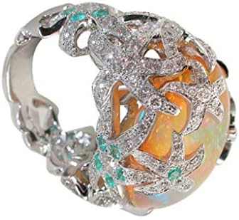 Homens anéis grandes anéis de anime anel de jóias de jóias de moda moda flor retro tendência zircão rings cravejados de cristal opal