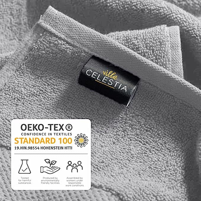 Villa Celestia 650 GSM Premium Lt.Grey Wash panos, pano de lavagem de face algodão para o seu corpo panos de lavagem macia