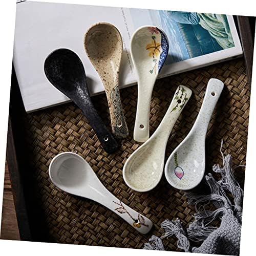 UPKoch 18 PCs colher de cerâmica colher espumo chinesa colher expresso Spoons colheres de sopa asiática colher pho wonton colher
