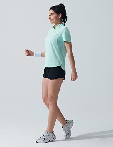 Camisas de treino do Hiverlay para mulheres que executam caminhadas rápidas camisas de golfe seco upf 50+ spf pulôver leve com bolso