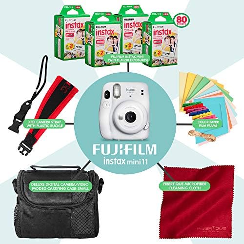Fujifilm Instax Mini 11 Câmera de filme instantânea + pacote de acessórios que inclui 4x Fujifilm Instax Mini Twin Film,