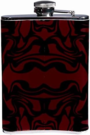 Frasco com funil, capa de couro falso de bebidas bebidas para bebidas alcoólicas, padrão étnico de arte vermelha preta