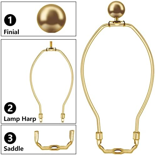 harpa de lâmpada de serviço pesado de 6 polegadas GoldBlue, suporte de harpa de lâmpada destacável, usada para lâmpadas de piso e luminárias de mesa, lâmpadas de parede, etc., 2 peças de suportes de abajur para serviço pesado, lustre, ouro, ouro