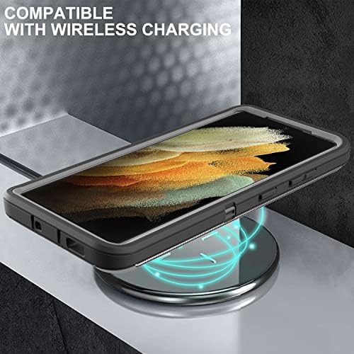 Hong-amy para S21 Ultra Caso, Samsung Galaxy S21 Ultra Caso com Protetor de tela TPU flexível de auto-cura [2 pacote], 3 em 1 caso