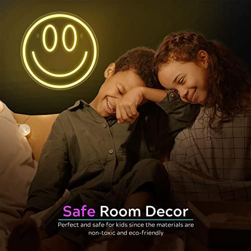 Leburry Smiley Face Néon Sign - Kawaii Smiley Face Decor - Luz LED fofa e aconchegante para quarto de viveiro, quarto de adolescentes/crianças,