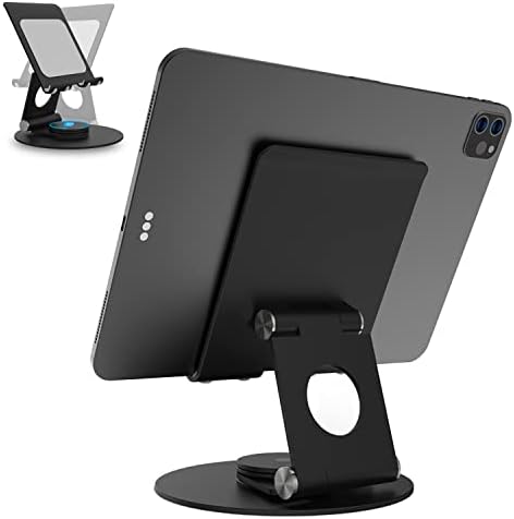 Suporte para comprimidos giratórios kabcon, alumínio portátil 360 ° Tablet rotativo para iPad Stand para mesa, negócios, cozinha, desktop, mesa de tablet Stand para iPad Pro 9.7,10.5,12.9/Air mini, guia, Kindle, Nexus, E-Reader.