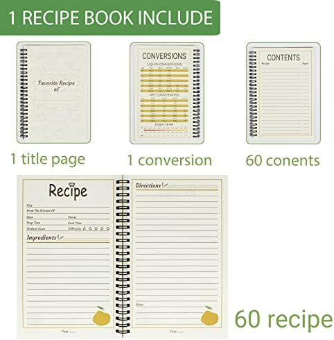 BPFY 2 pacote 5 5,5 x 8.5 Livro de receitas para escrever em suas próprias receitas, notebook em branco da receita, notebook do livro