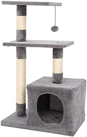 NC 32 Cat Tree Stand House com postes de arranhões cinza