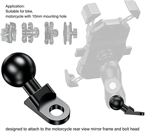 Adaptador de bola de espelho de espelho traseiro traseiro QIILU 1in Espelho traseiro espelho angular Adaptador de bola de suporte de suporte de suporte de suporte de suporte para moto de bicicleta de riscos de 10 mm