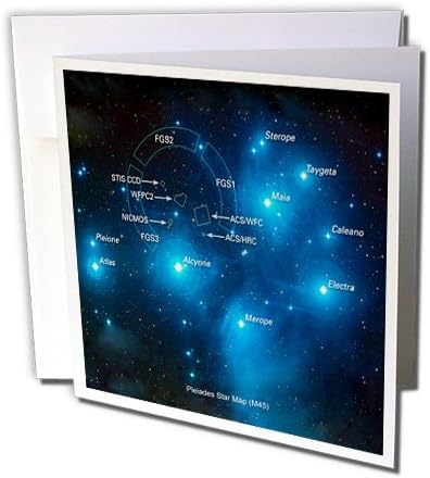 Galaxia e Nebulosa - Plêiades Star Cluster Mapa - Cartão de felicitações, 6 x 6 polegadas, Único