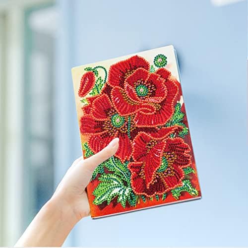 Notebook DIY 5D com diamante Pintura de diamante Art Red Poppy Flower Flower Crystal Cross Stitch Especial Kits Diamond