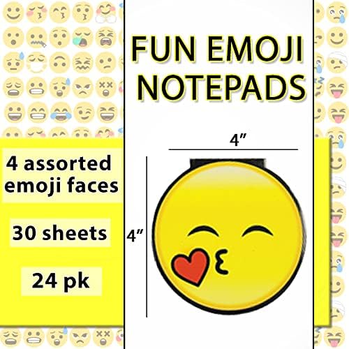 Blocos de notas emoji, emoji fofos de memorando, favores de festa emoji, aniversário emoji, pisada de estacionamento divertida, 24