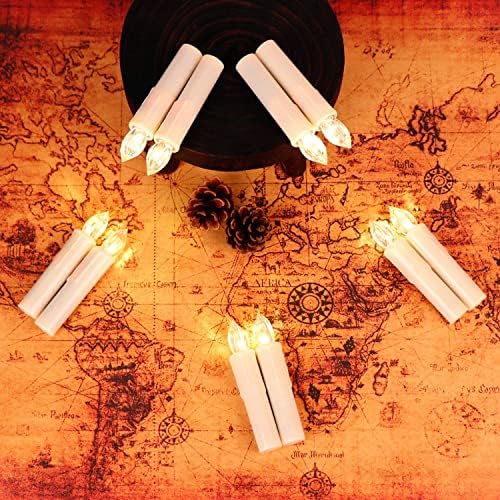 Owlbay Conjunto de 10 velas de janelas sem chamas de marfim, 4 ”h de bateria Operado por bateria LED Velas diminuindo velas com remoto e temporizador, luz de velas brancas quentes, ideal para lustre/aniversário/natal/decoração de festa