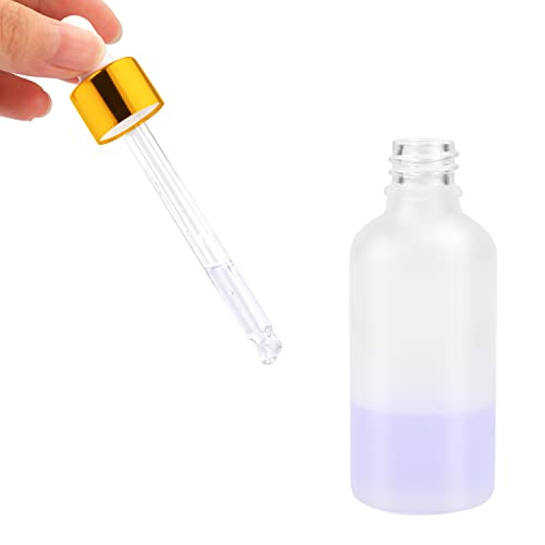 Pacote de 6, garrafa de gotas de vidro fosco para óleos essenciais, suporte de líquido de vidro vazio com conta-gotas