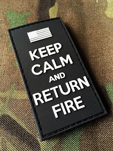 3d PVC Black Mantenha a calma e retorne o moral de incêndio, bandeira dos EUA Exército EUA