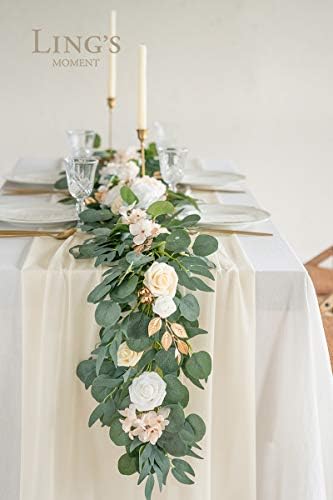 Momento de Ling de 10 pés de marfim de marfim de chiffon como a mesa para o casamento bege casamento rústico boho festa de casamento