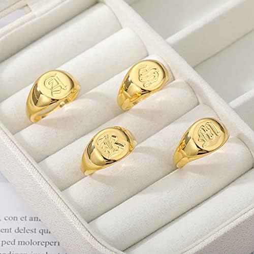 Oyalma simples anel de sinete quadrado para mulheres de ouro com anéis de dedo polido jóias de jóias de anel punk - p - cor de ouro -56841