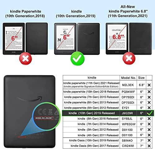 Somente para o Kindle 10th Gen 2019 lançado em 6 polegadas, TPU Smart Durable Protective Cover, com acordar/sono