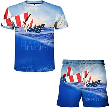 Camisas de treino masculinas de verão bandeira de navio Summer 3d Impressão americana Casual Dia Casual