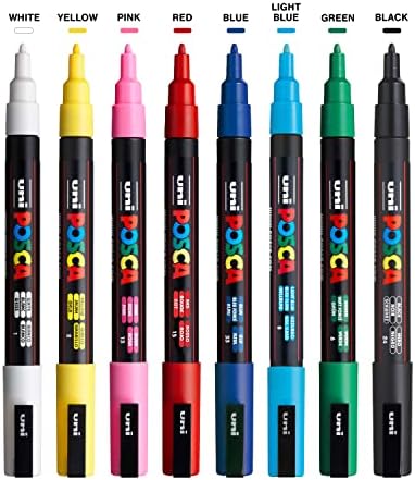 Ponto de tinta Posca caneta - ponto fino - conjunto de 8, conjunto de tinta multicolor e posta de 8 cores, meio PC -5m