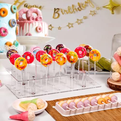 Dulcicasa 2pc Transparente Bolo Pop Stand, porte de Lollipop de 21 buracos para chá de bebê, casamentos, festa de aniversário,
