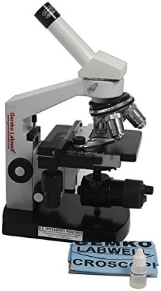 Microscópio monocular do estudante de biologia de Gemkolabwell com o condensador abbe móvel n.a micron fino foco - luz LED recarregável